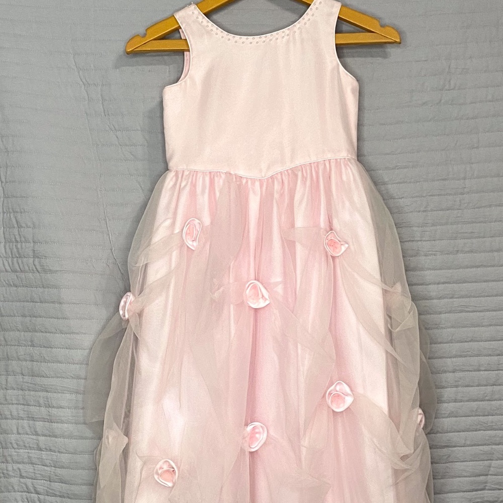 Pink Fluffy Flower Kids Dress
